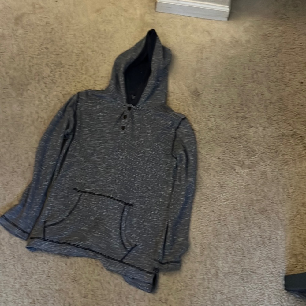 Buttoned Long Sleeve Grey Hoodie